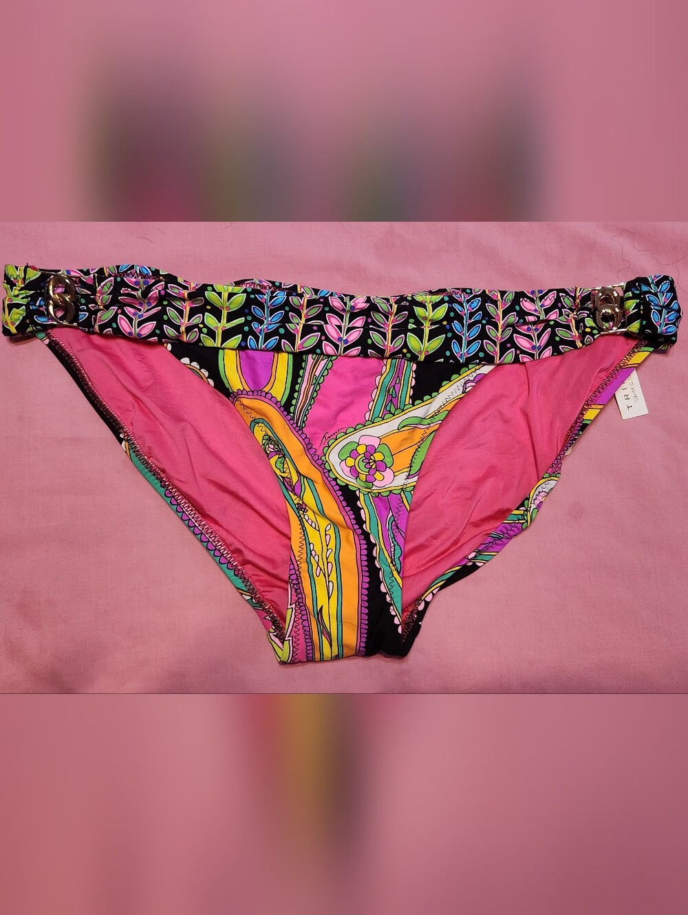 Trina Turk Pink Multicolor Paisley Bikini Bottom